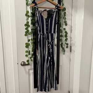 Navy And white stripe jumpsuit